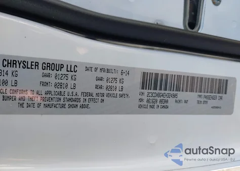 2014 Dodge Charger Se из США, поврежденный, VIN 2C3CDXBG4EH324905